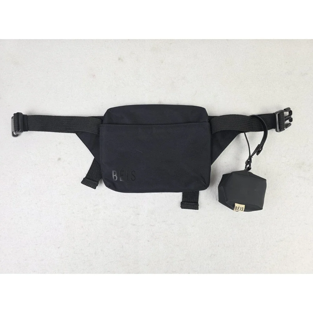 Beis Fanny Pack Sport Bag Black Crossbody Minimal Travel W/ Pacifier Holder